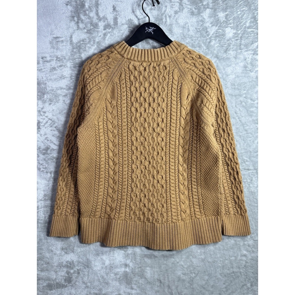 J Crew Fisherman Cable Knit Chunky Pullover Sweater Brown Womens Large Cotton - Picture 2 of 8